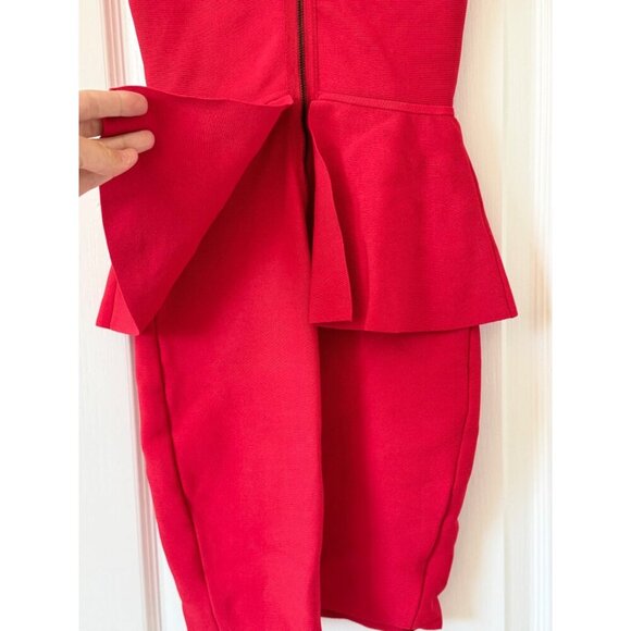 BCBGMaxAzaria Poppy Red Peplum Sleeveless Mini Dress XS  90% Rayon 9% Nylon 1% S - Picture 13 of 16